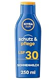 NIVEA SUN Schutz & Pflege Sonnenmilch LSF 30 (250 ml), Sonnencreme für 48h...