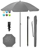 Menz Sonnenschirm Balkon + Sonnenschirmhülle - UV50+ Strandschirm 180 cm,...