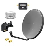 60cm HD Sat Anlage Twin LNB + 20m Koaxialkabel 135dB + Satfinder + 2 F-Stecker...