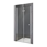 Duschfalttür 90 cm breit Dusche Falttür Duschtür faltbar Duschabtrennung für...