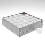 Teelichter 50 Stück – weiß & unbeduftet, 8 Stunden Brenndauer | extra lange...