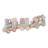 Little Dutch 0422015 Holz-Eisenbahn mit Steck-Formen adventure rosa