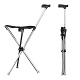 Gehstock mit Sitz,80–90cm Höhenverstellbar,Zusammenklappbarer Leichter Aid...