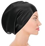 Badekappe für langes Haar, schwarz, Erwachsene, Unisex, Badekappe für Damen,...