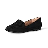 Amazon Essentials Damen Flacher Loafer, Schwarz Mikro Wildleder, 43 EU Weit