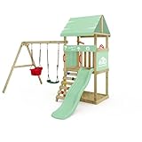 Wickey Spielturm DinkyHouse mit Schaukelanbau - pastellgrüne Rutsche & Plane -...