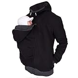 Känguru Kapuzenpullover Vater und Baby, Fleece 2in1 Männer Tragejacke...