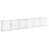 vidaXL Gabione mit Deckel, Steinkorb mit Abstandshaken, Drahtkorb für...