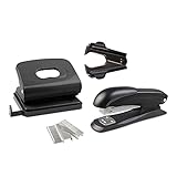 Idena 12086 - Office Set 4-teilig, Locher, Heftgerät, Heftklammer-Entferner und...