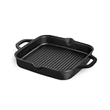 BURNHARD Gusseisen Grillpfanne, quadratisch 30 cm, Pre-Seasoned, Steakpfanne...