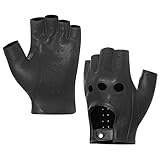 Harssidanzar Herren Fingerless Half Finger Leder Fahrhandschuhe Lammfell...