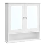 VASAGLE Spiegelschrank, Badschrank, Wandschrank, Hängeschrank mit 2...