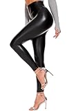 Olligey Lederleggings Damen Lederhose High Waist Lederimitat Hose Kunstleder...
