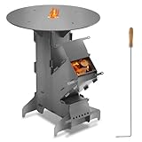 Jaxguom Raketenofen mit Grillplatte und Feuerhaken, Rocket Stove Outdoor,...