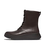 Fitflop Damen F-Mode Leder Schnürstiefeletten Flatform Stiefel, Schokobraun, 39...