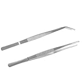 25 cm Gebogene Pinzette Stumpf - Edelstahl Profi Rutschfest Lang Gerade 2 Stück...