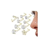 LOLIAS 9 Stück 20G Silber Nasenpiercing Stecker L Förmige Schraube Nostril...