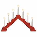 Schwibbogen aus Holz rot 7 LED Lichterbogen Dreieckform - Leuchtfarbe:...