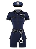 Aislor Sexy Polizei Kostüm Damen Kleid Polizistin Uniform mit Mütze...