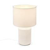 BRILONER - Tischlampe mit Stoffschirm, Kabelschalter, Keramikfuß, Lampe,...