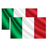 COCOSY 2 Stück Italien Fahne - 90 x 150 cm 100% Polyester Italien Flagge mit...