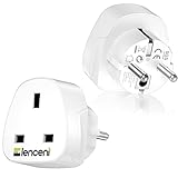 LENCENT 2X Reise Adapter UK Stecker auf DE Europäischen Steckdose [3250W/13A MAX], UK Adapter, UK Irland Adapter, Reiseadapter Englisch auf Deutsch Steckdose