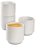 Cosumy Espressotassen Weiß Keramik 4er Set - Stapelbares Design -...