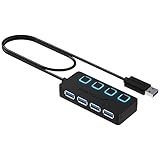 SABRENT USB Hub 3.2 Gen 1 mit Schaltern – 4 Port USB Verteiler mit LED...