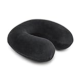 Amazon Basics Halbkreisförmig Nackenkissen aus Memoryschaumstoff, Schwarz