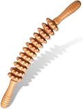 Faszienroll Holz Massageroller Mit Griff - Rücken Massagegerät, Faszienstab...