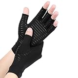 AovYoo Arthrose Handschuhe mit Kupfer, Fingerlose Rheuma Kompressionshandschuhe,...