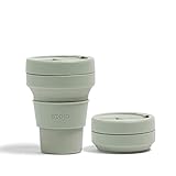 STOJO Pocket Cup Sage Kaffeebecher für unterwegs, 355 ml, wiederverwendbarer...