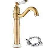 Maynosi Retro Hoch Wasserhahn Bad, Waschtischarmatur mit Keramikhebel, Einhebel...