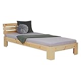 Homestyle4u 2191, Holzbett 90x200 mit Lattenrost Natur Kiefer Massiv Holz Bett...