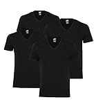 Puma Herren 4er Pack T-Shirt V-Neck Kurzarm Einfarbig V-Ausschnitt, Black (200),...