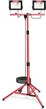 HYCHIKA LED Baustrahler Arbeitsstrahler mit Stativ 2x60W, LED Strahler 2x7000...