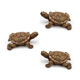 HASLED 3 Stück Schildkrötenfiguren aus Harz - Realistische Teichdekoration -...