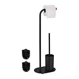 Relaxdays WC Garnitur, HBT: 64,5x23x17 cm, stehender Toilettenpapierhalter,...