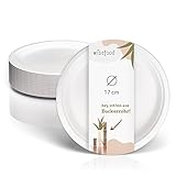 wisefood Zuckerrohr Teller - 100 Stück flache Bagasse Einwegteller rund weiß...