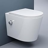 doporro Hänge-WC Weiß Wand-WC Toilette mit Soft-Close Spülrandloses aus...