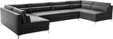 DELIFE Sofa Elio Lederimitat Vintage Anthrazit 400x185 cm XL Wohnlandschaft