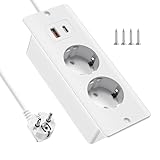KBIBCK Einbausteckdose mit USB und Type-C, 4 in 1 Tischsteckdose, 2-Fach Einbau...