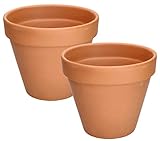 KOTARBAU® 2er Set Blumentopf aus Terrakotta ⌀ 19 cm Übertopf mit Rand für...