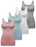 ALPIDEX Damen Tops 4er Set Basic Oberteil Einfarbig Frauen Unterhemd Stretch...