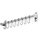 jopoo Küche Edelstahl Hängeleiste, Hakenleiste mit 8 Bewegliche Haken, Utensil...