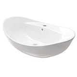 Keramik Aufsatzwaschbecken KBW011 Waschtisch Waschschale Waschbecken Oval Weiß...