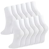 6 Paare Weiße Socken Unisex, 36-40 Sportsocken Baumwolle Atmungsaktiv...