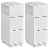 VASAGLE Nachttisch 2er Set, schmal, Beistelltisch mit 2 Schubladen, offenes Fach...