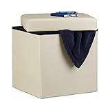 Relaxdays Faltbarer Sitzhocker, Sitzcube mit Stauraum u. Deckel, Fußablage,...