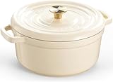 Overmont Bräter Emailliert Gusseisen Topf - Dutch Oven 26cm backofengeeignet...